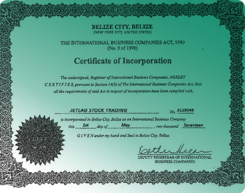 Prime Asset Stock Official Registration Certificate